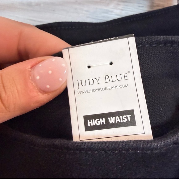 NWT Judy Blue Black High Waist Tie-Front Denim Skort - Size Large - Picture 5 of 9